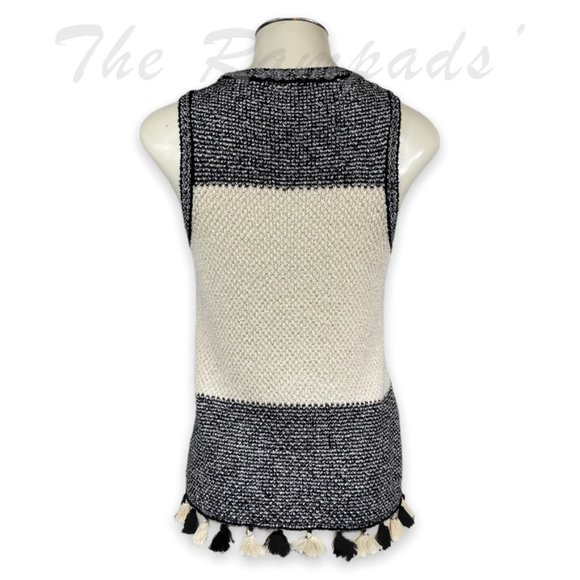 Mango Casual Knitted Sleeveless Top with Pom Poms Size Small - Picture 3 of 9